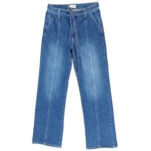 Sneak Peek High Rise Wide Leg Jeans Size 26 Medium Blue Wash Tie Belt